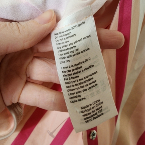 NOTES DU NORD Liv Striped Wrap Collar Blouse 36 - Picture 6 of 7